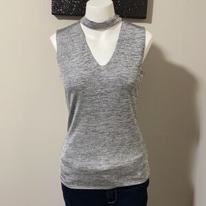 WHBM Sleeveless Choker Style Silver Top Sz XS